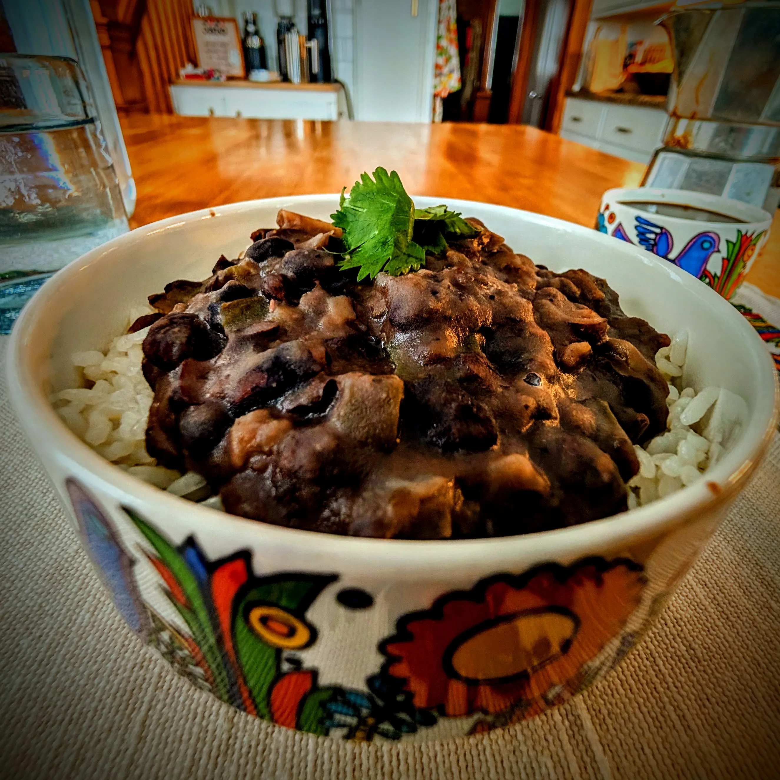 A bowl of our Cuban-style black beans, our flagship dish